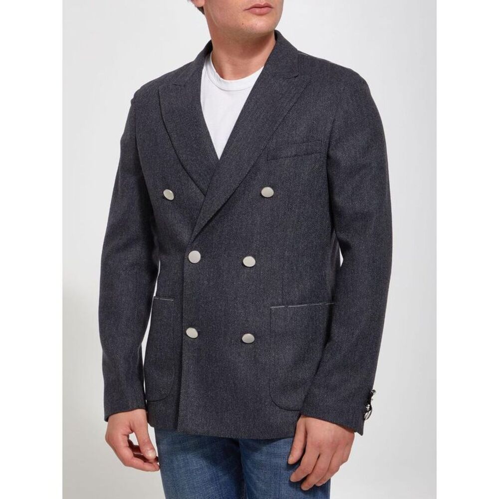 TONELLO Men's Double-Breasted Herringbone Blazer Men GREY Outerwear